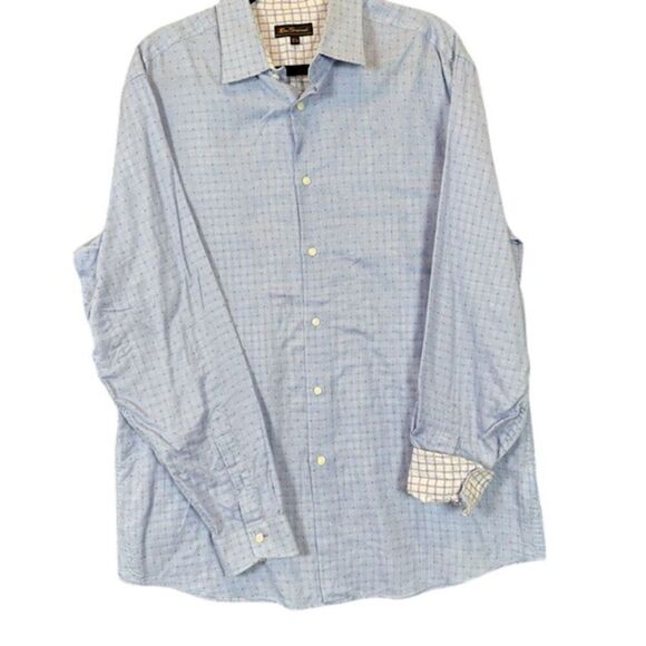 Ben Sherman Button Front Shirt Blue with Purple Contrast Cuffs Size 16 1/2 34-35 - Picture 1 of 13